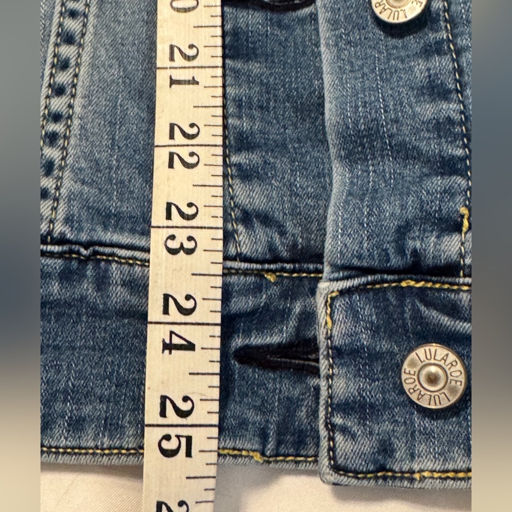 LuLaRoe Jaxon Rose Embroidered Stretch Denim Jean Jacket - Picture 9 of 9